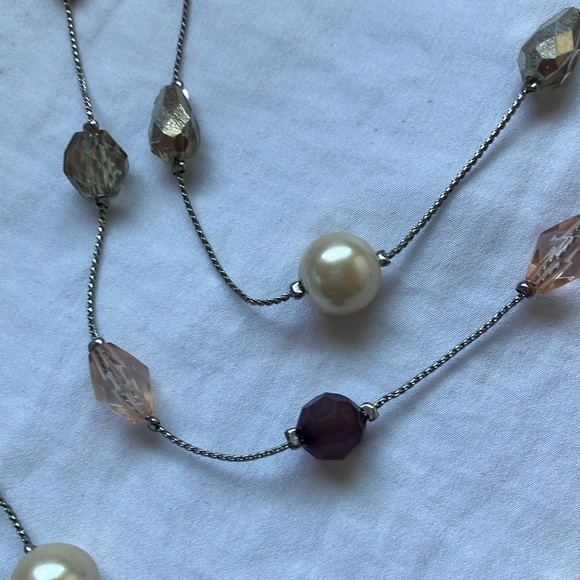 Lia Sophia- 3 tier bronze/clear/cream/chocolate colored beads- Necklace - Picture 6 of 7